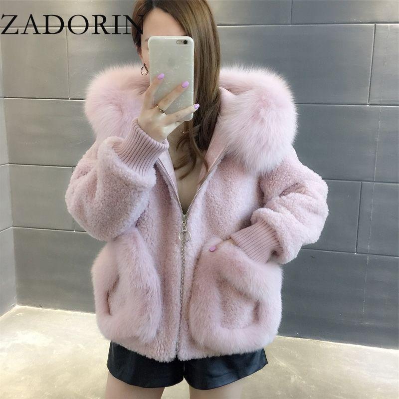 

ZADORIN New Teddy Coat Women Faux Lambswool Fur Coat with Hooded Pockets Warm Soft Zipper Oversized Faux Fur Teddy Jacket Female, White
