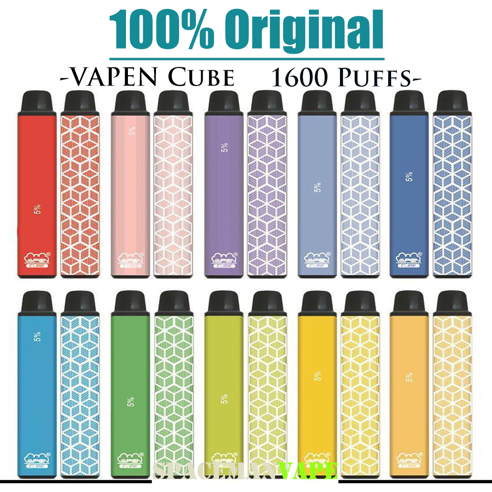 

100% Original VAPEN CUBE 1600 Puffs Disposable Vape Pen E Cigarettes Device with 650mAh Battery 5.5ml Pre-Filled vs Kangvape Elux Legend MK Gunnpod vp