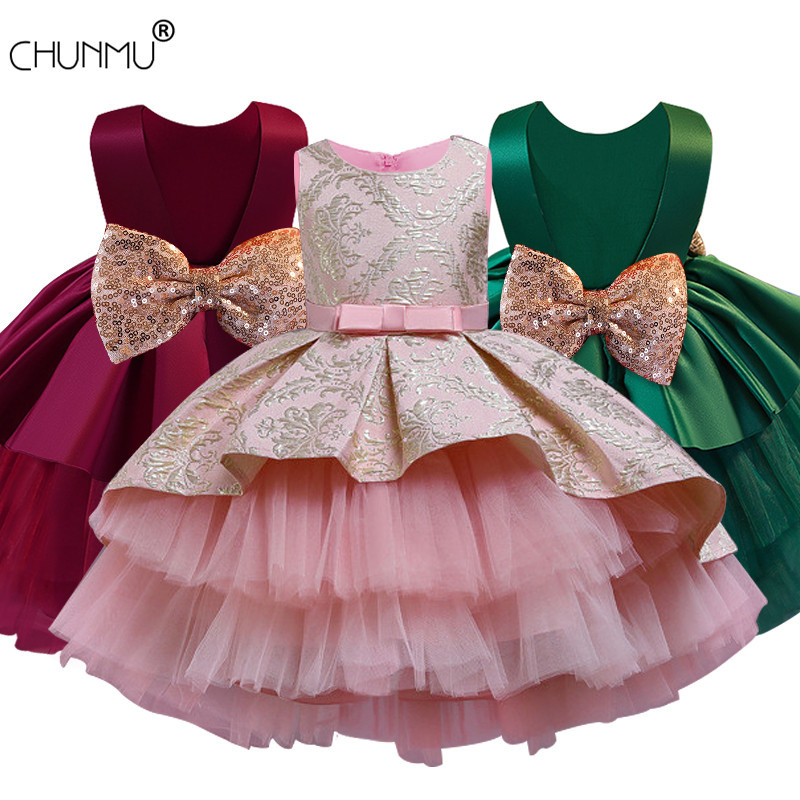 

Flower Kids Dresses For Girls Lace Embroidery Dress Wedding Birthday Little Girl Ceremony Party Dress Children Clothing F1202, Red;yellow