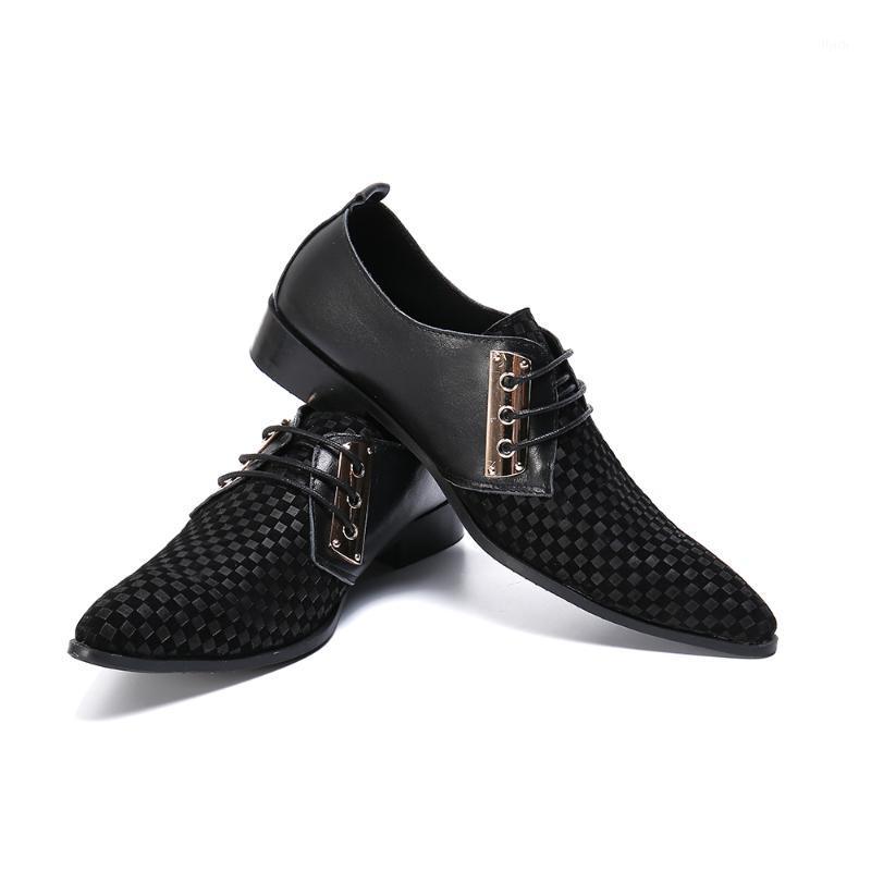 

Factory Handmade Black Mens Shoes sapatos Small Grid Mens Dress Shoes Lace Up Genuine Leather Business Office Formal Men1, As pic