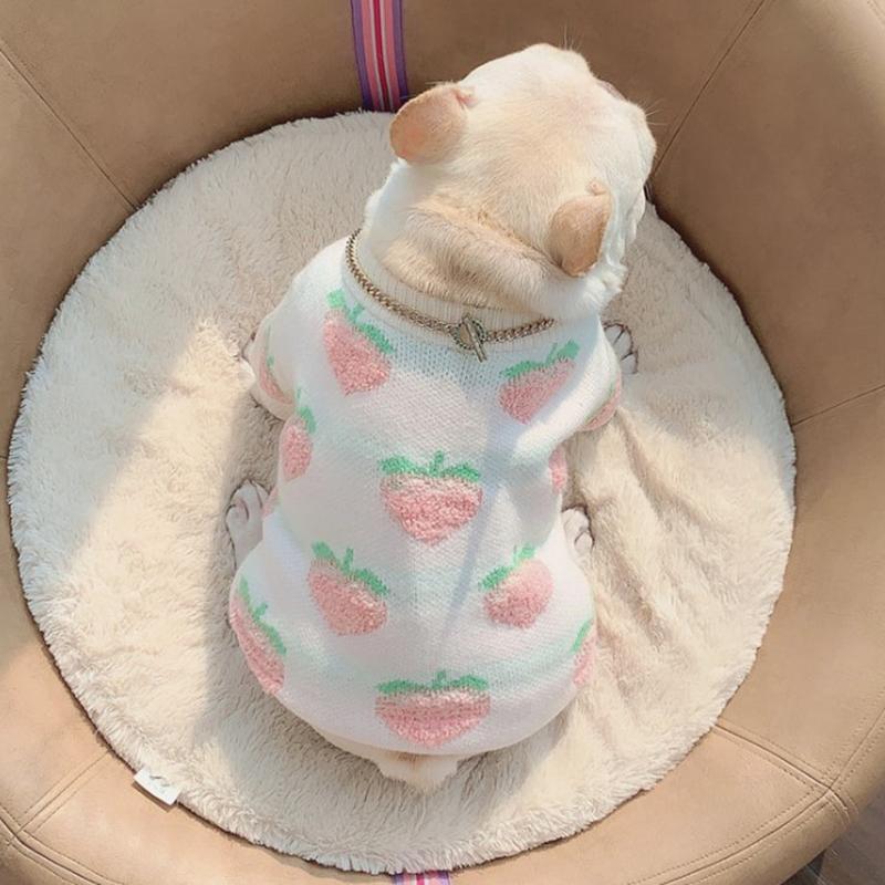 

Cute peach dog sweater dog' clothes, White