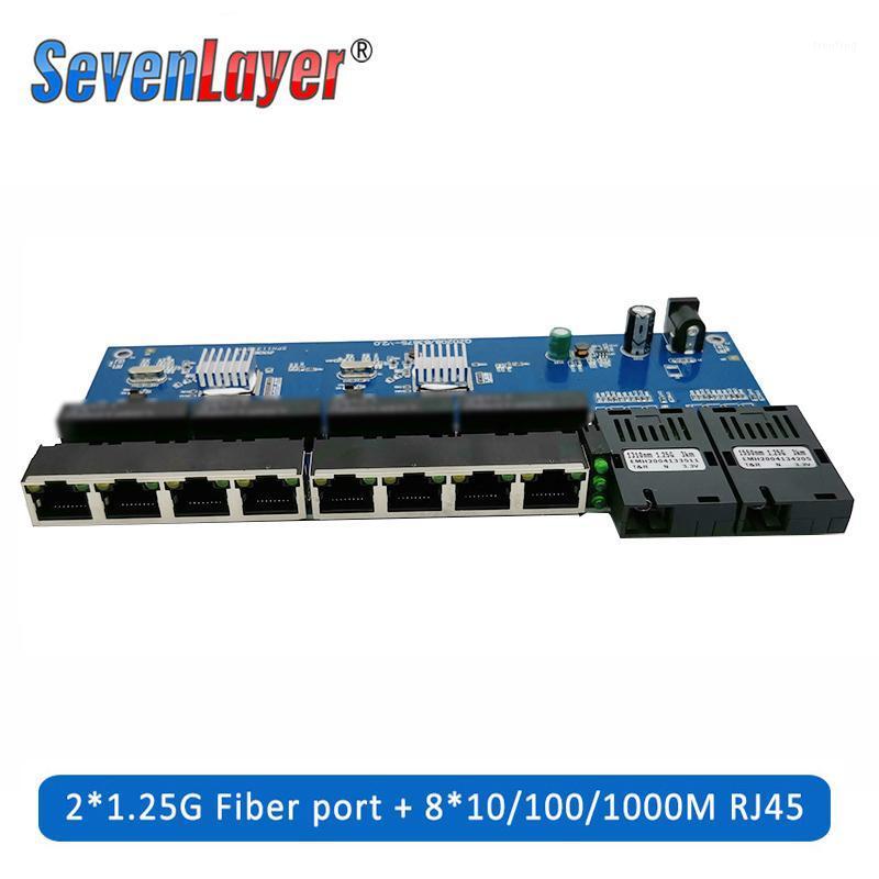 

Media Converter Fiber Optical Gigabit Ethernet switch PCBA 8 RJ45 UTP and 2 SC fiber Port 10/100/1000M Board PCB 1PCS1