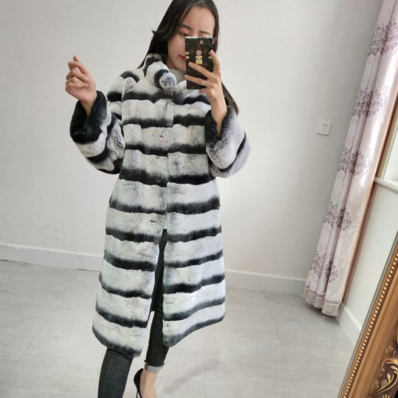 

Ladies of the Royal Women Rex Rabbit Chinchilla Coat Totoro Standing Collar Fur Warm Coats 943b, Photo color