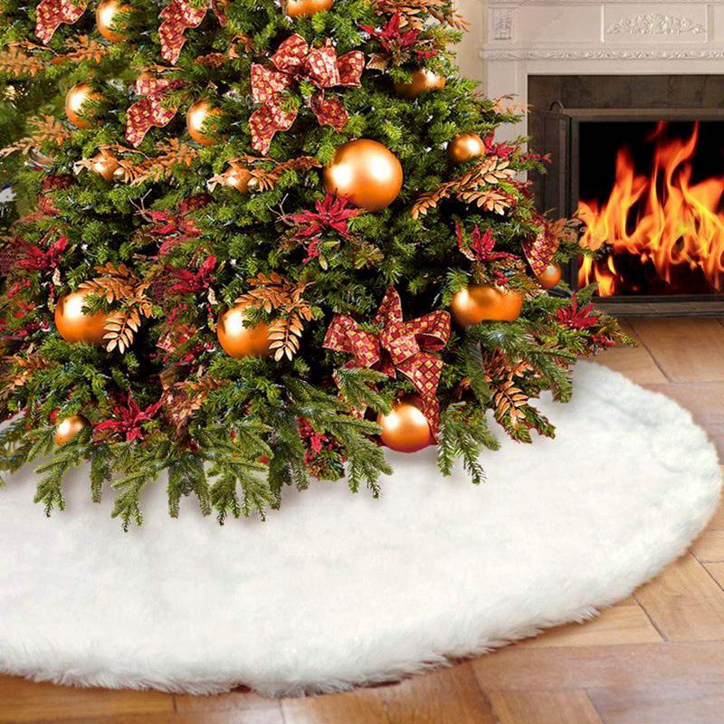 

GENNISSY 76 120 150cm 1pc White Plush Christmas Tree Skirts Fur Carpet Merry Christmas Decoration Holiday Party 30 48 60 Inch
