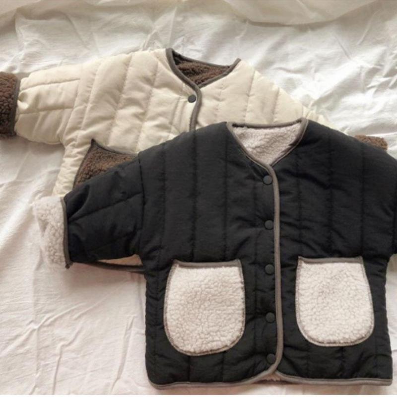 

2021 New Girls Winter Lambs Wool Kids Warm Jackets Children Outerwear Boys Cotton-padded Coats Baby Overcoat Rlre, Black