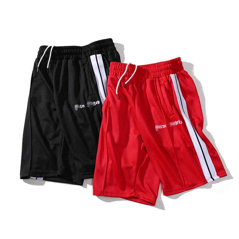 

Palm 2022 street fashion angels letters Side Stripe Men' and Women' College Couple Sports Casual Shorts Loose Capri Pants, Black