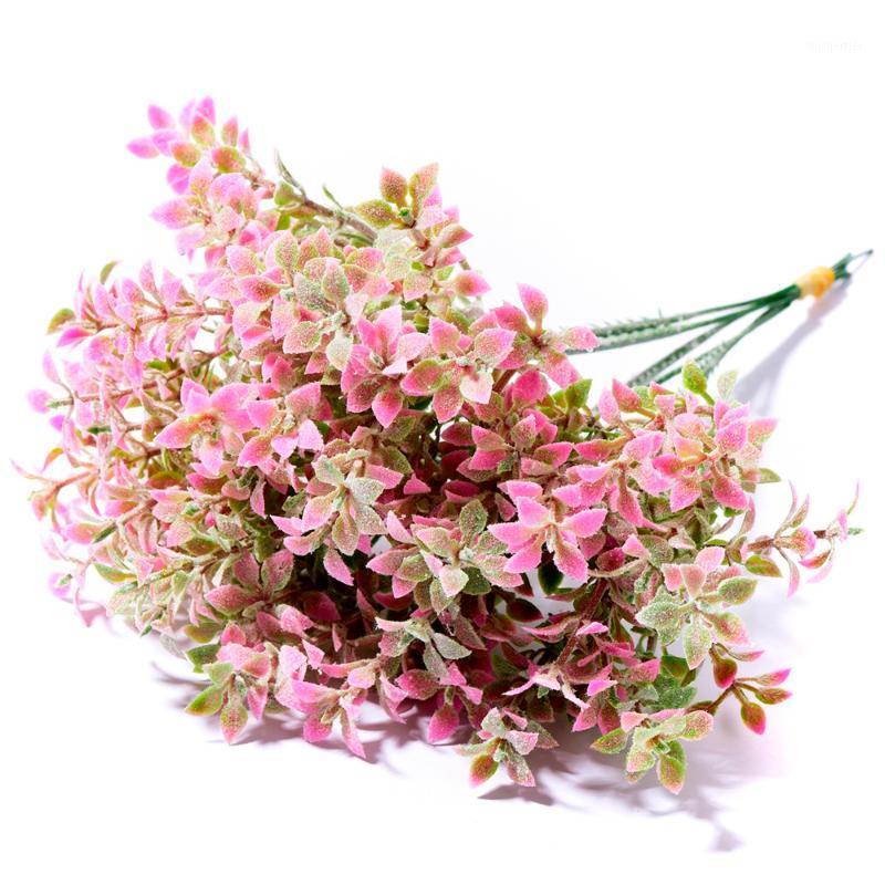 

1 bouquet 5 fake flower branch artificial silk flower grass decoration for wedding home diy decor Festival gift forget-me-not1, White