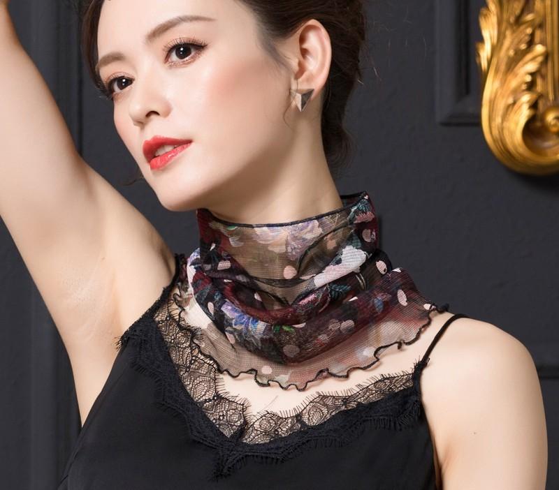 

2020 Fashion Elegant Autumn Mesh Print Women's Sunscreen Neck Wrap Thin for Lady
