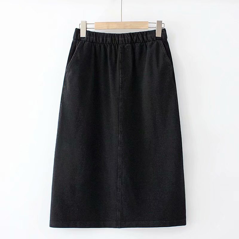 

Size Xl-4xl Plus of Black Female Long Blue Jeans Casual Spring Solid Autumn Short Skirts E58x