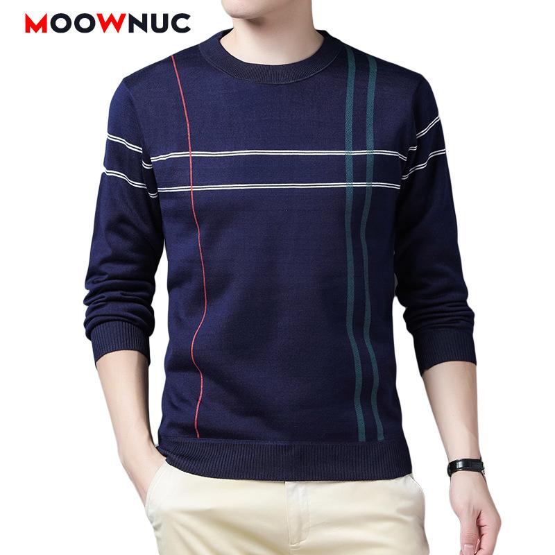 

Pullover Male Fashion Sweater For Men 2021 Casual Warm Striped High-Quality Spring Autumn Long Sleeve Slim Hombre Youth MOOWNUC, Red