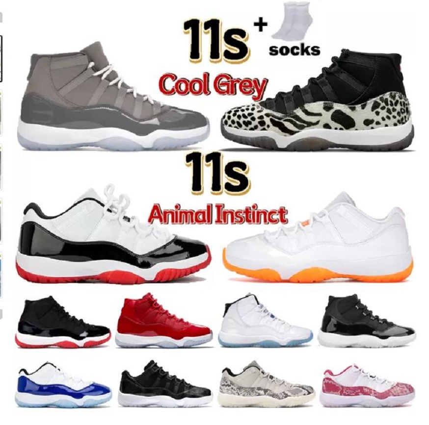 

Newset 11 11s cool grey animal instinct Basketball shoes kids Big boy Men Women sneakers 25th low UNC legend blue white bred citrus cap and gown mens Trainers
