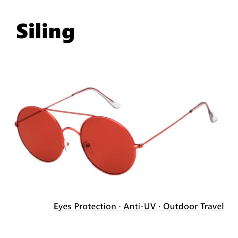 

Big Sunglasses Women Vintage Metal Round Frame Yellow Sunglasses Men Fashion Red Pink Sun Glasses Eyewear