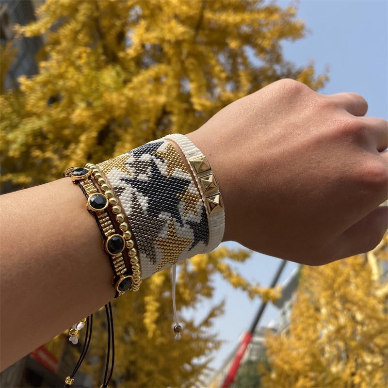

ZHONGVI Star Bracelet for Ladies Boho Gifts for The New Year Rainbow Bead Jewelry Gold Beaded Jewellery Pulsera Miyuki Bracelets