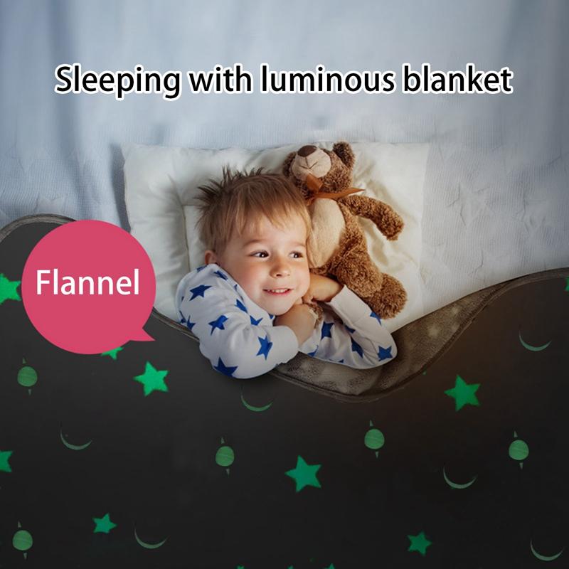 

Luminous Blanket Glow in the Dark Fleece Blankets for Beds Decoration Star Moon Plush Sofa Throw Blanket Christmas Birthday Gift