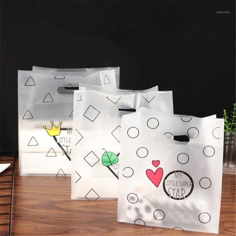 

50Pcs/Lot Plastic Gift Bag Shopping Mall Grocery Clothes Packaging Bags Handle Supermarket Shoes Pouches Baking Carry Out1