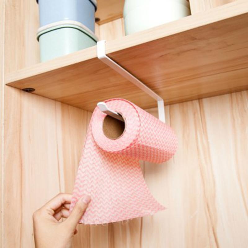 

Iron Roll Paper Rack Kitchen Cupboard Hanging Paper Towel Holder Tissue Cling Film Storage Rack