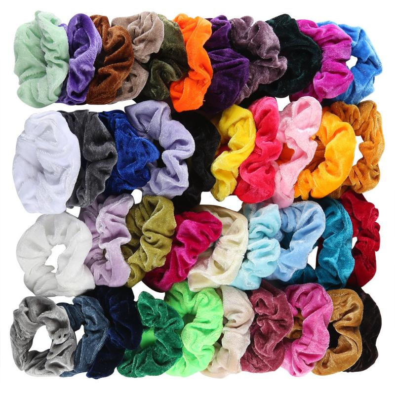 

40 Pcs Velvet Elastic Hair Bands Women Girls Elastic Hair Rubber Bands Accessories Gum Tie Ring Rope Ponytail Holder, 6pc