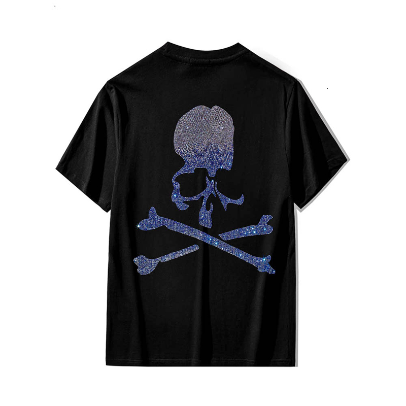 

2021 Mmj Summer New Classic Gradient Diamond Skull Short Men's and Women's Cotton Half Sleeve T-shirt Lovers Buft, Black