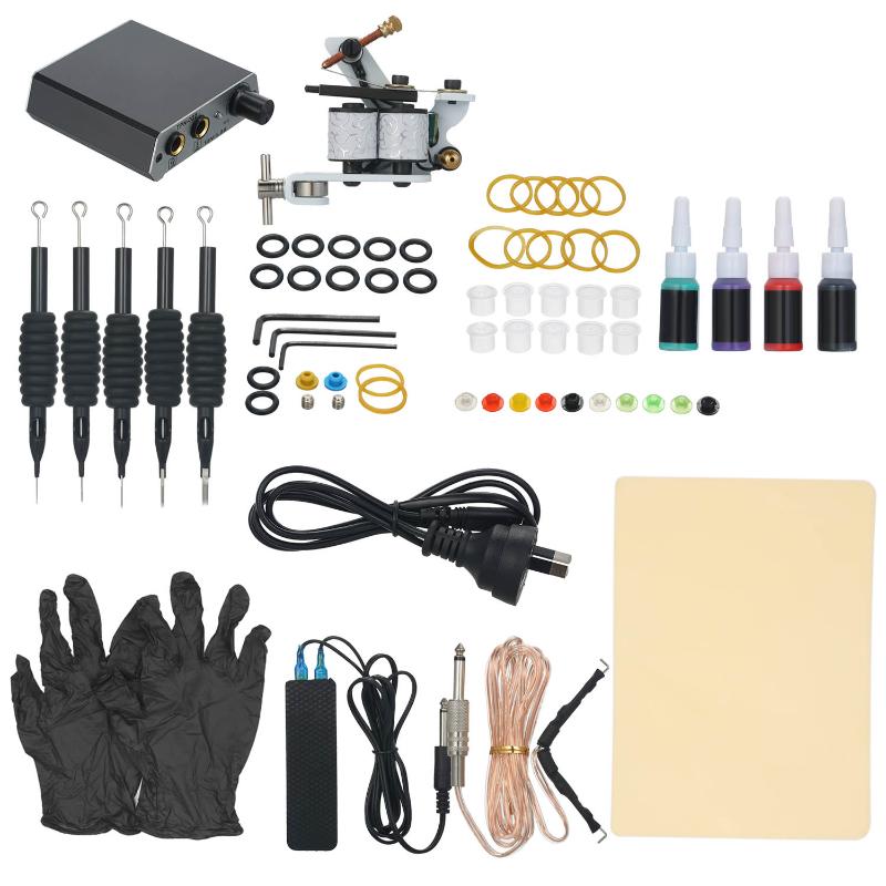 

Professional Tattoo Machine Kit Machines Gun Ink Tattoo Power Supply Coils Guns with Needles or Permanent Makeup set