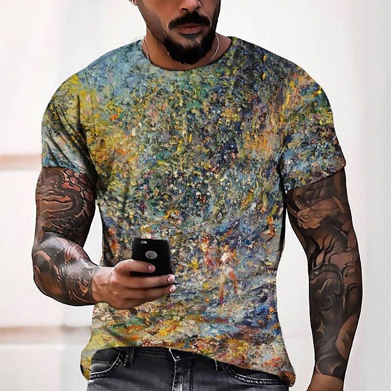 Men's Tee T shirt 3D Print Graphic Round Neck Casual Daily 3D Print Short Sleeve Tops Fashion Designer Cool Comfortable Blue O2RP#
