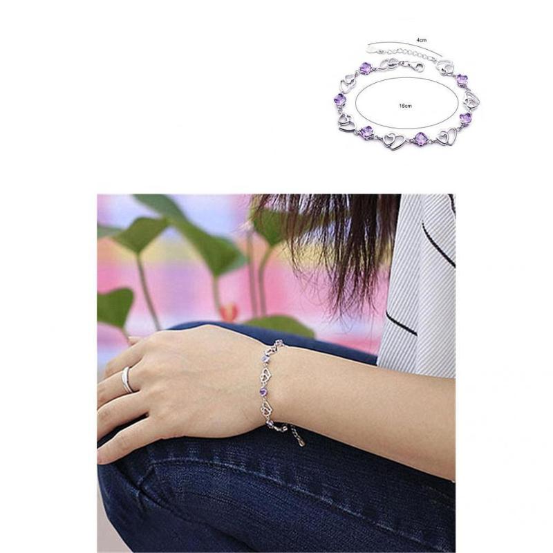 

Bangle Extension Chain Lightweight Great Workmanship Purple Faux Crystal Women Bracelet Jewelry Accessory