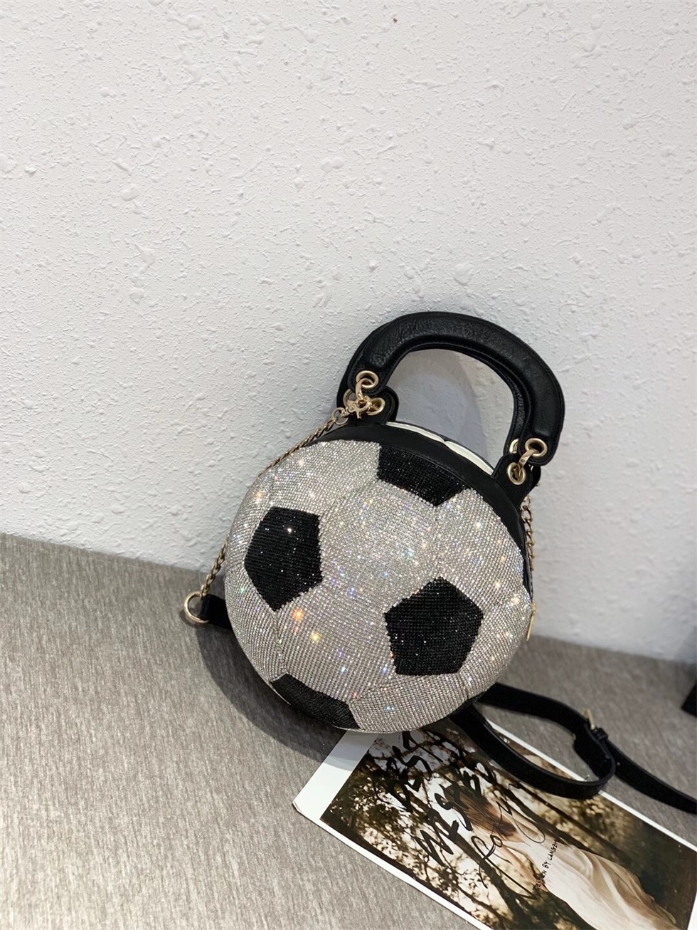 

Nova forma basquete moda strass senhoras de ombro bolsa feminina diamante saco do mensageiro esfrico senhora, White