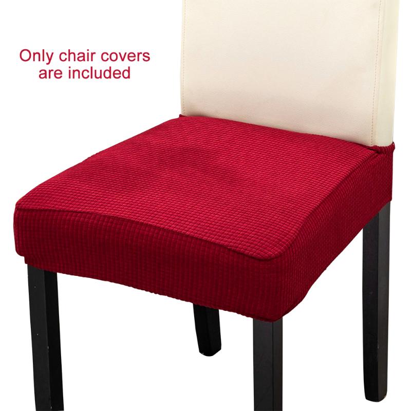 

Stretch Jacquard Solid Wedding Removable Washable Chair Seat Covers Protector Slipcovers Universal Dining Room Polyester Home