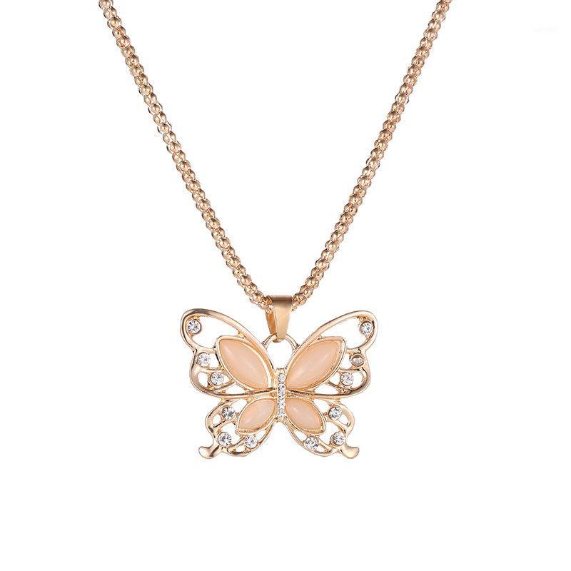 

2020 New Arrival Creative New Fashion Hollow Zircon Butterfly Necklaces for Women Girl Gift Gold Color Chain Statement Jewelry1