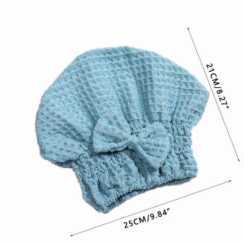 

Waffle Bow Shower Cap Super Absorbent Dry Hair Cap Bath Wrap Hat Quick Turban