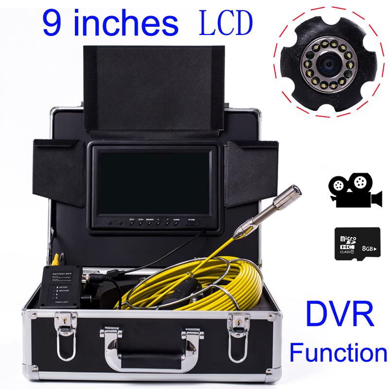 

9'' LCD Industrial Camera Inspection Drain Pipe Sewer Endoscope Video Recorder 23MM Lens 20M Cable