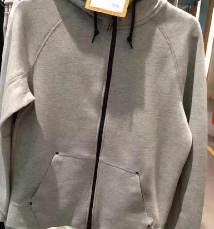 

20 new autumn winter Large size MEN'S HOODIE SPORTSWEAR TECH FLEECE WINDRUNNER fashion leisure sports jacket running fitness jacket coat, Black
