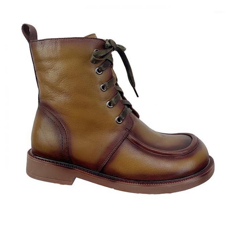 

YourSeason Ankle Ladies 2021 Warm Female Shoes Genuine Leather Winter Plush Handmade Women Platform Round Toe Zip Sewing Boots1, Black