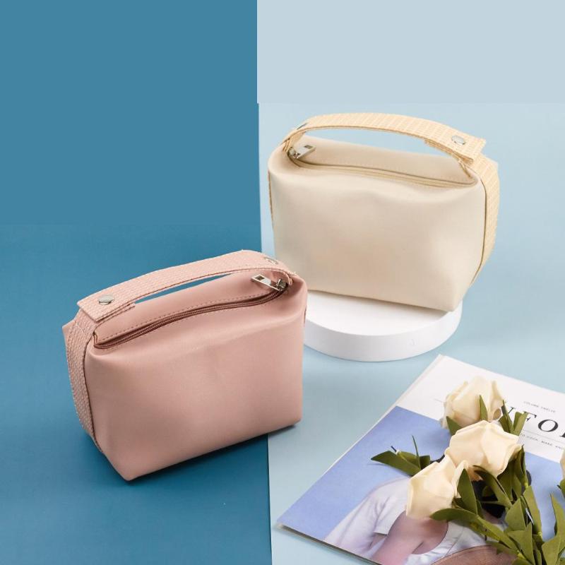 

Elegant Simple Cosmetic Bag Women Travel Organizer Bag Toiletry Makeup Ladies Handbag Makeup Pouch Neceser Mujer Pouch, Beige