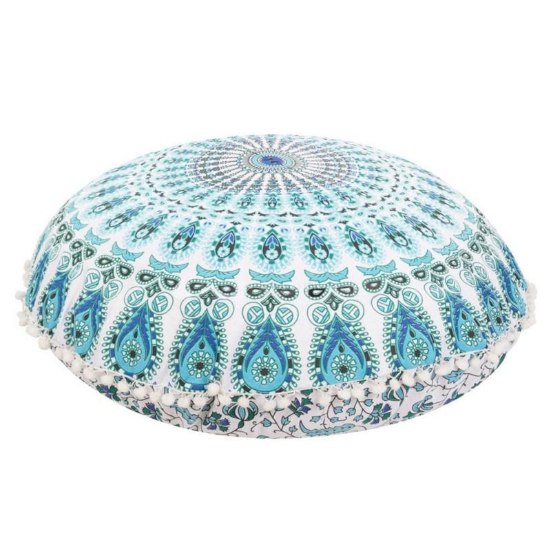 

32in Round Mandala Pillows Case Cover Meditation Covers Ottoman Poufs Retro Ethic Pillow Case 312