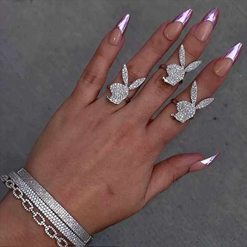 

New ins Hip-hop Ring Adjustable Animal Ring Cubic Zirconia Open Finger Rings For Women Fashion Jewelry Gift