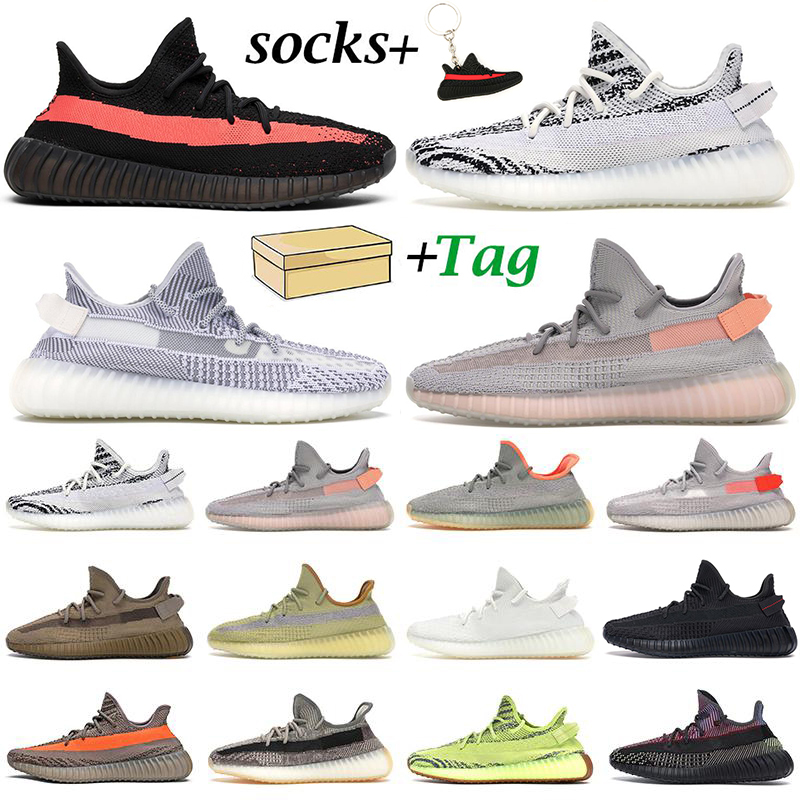 

kanye men women running shoes trainers Natural fade Trfrm Zebra Static black red Tail Light Reflective mens outdoor sneakers with box, Cream