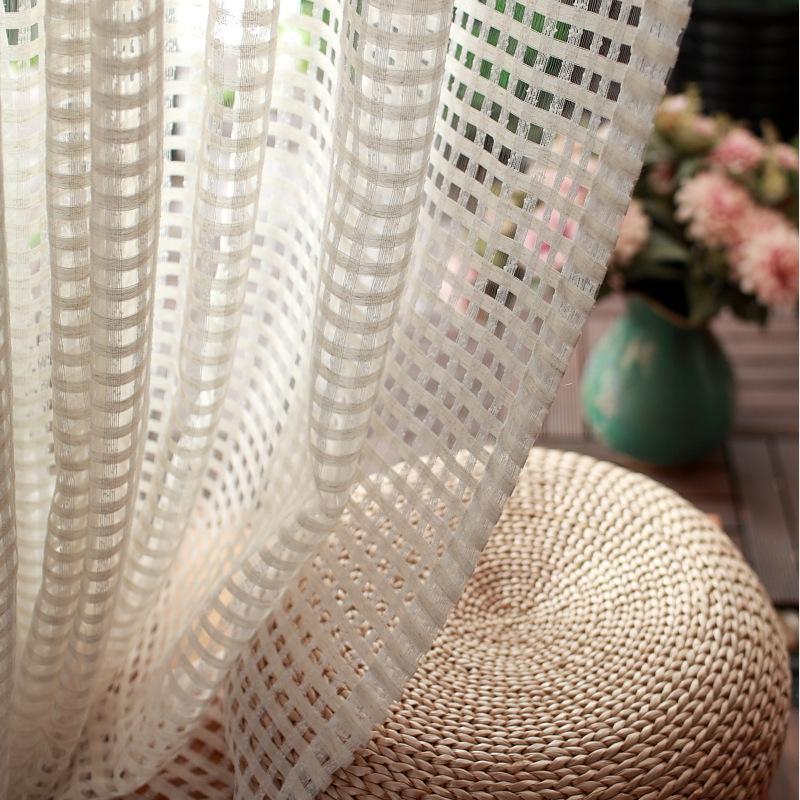 

Linen Custom Window Screen American Country Plain B & B Coarse Linen Mesh Hollow Floating Curtain Living Room Bedroom, Tulle
