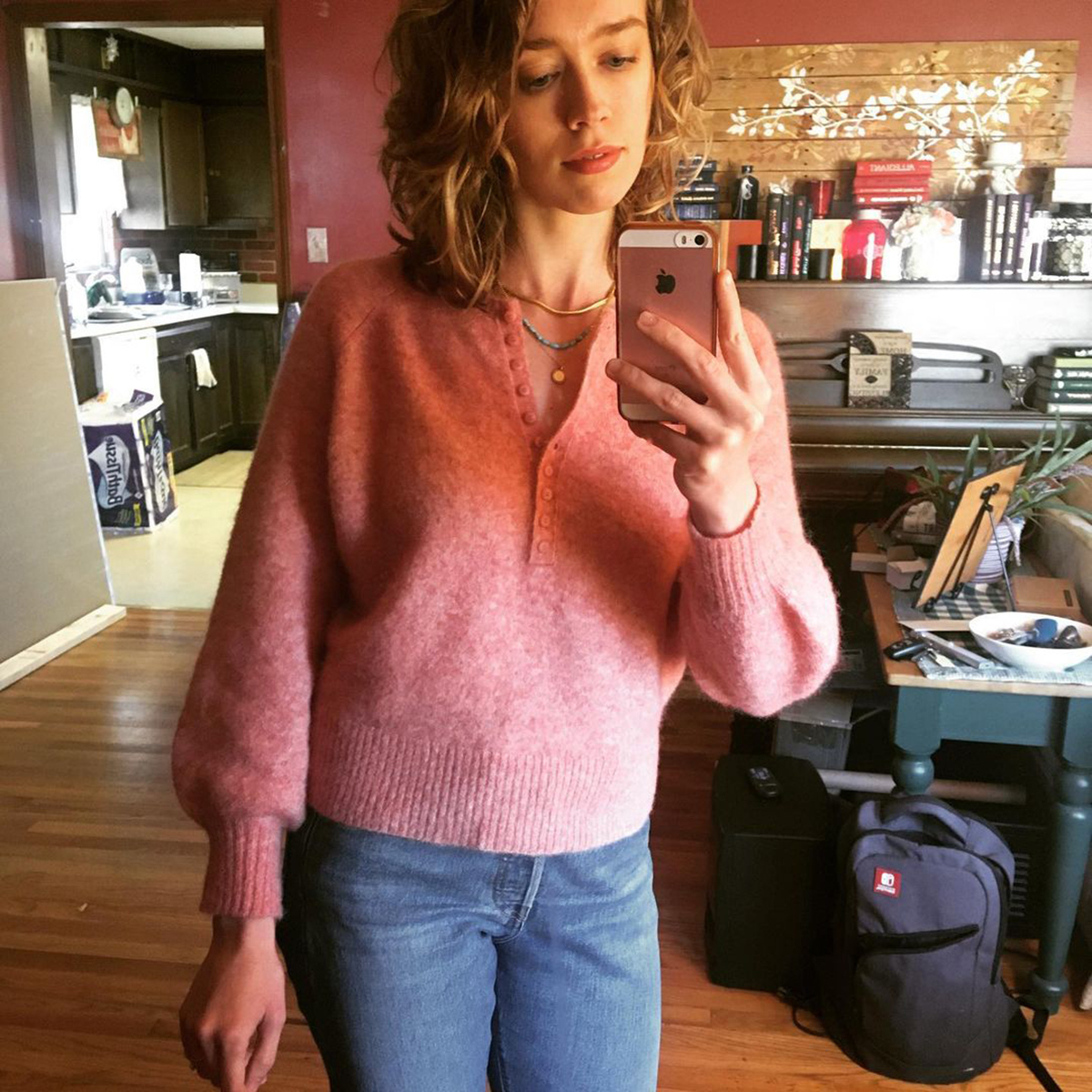 

Oversized wool Winter woman' elegant neck long sleeve ralgan buttons sweater 2020 chic office lady hot autumn jumper, Pink