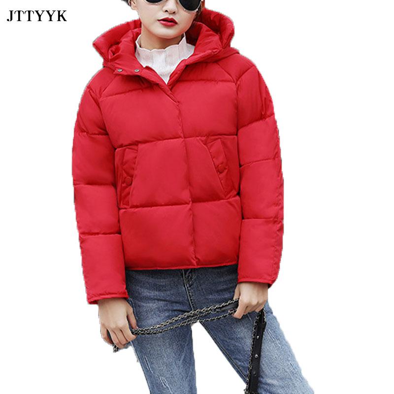 

Short Winter New Style Parker Cotton Jacket Women' Hooded Stand-up Collar Loose Coats Women Thick Warm Casual Slim Jackets Tops, White