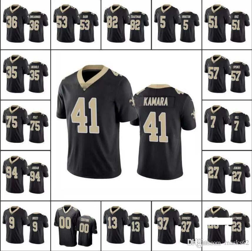 

Football Jerseys New Orleans's Saints's Men #41 Alvin Kamara 13 Michael Thomas 9 Drew Brees Women Youth Custom Black Vapor Limited Jer, Black;red