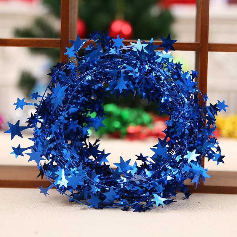 

Rattan Garland Ribbon Christmas Tree Iron Wire Pentagram Stars Holiday Ornament1, Silver