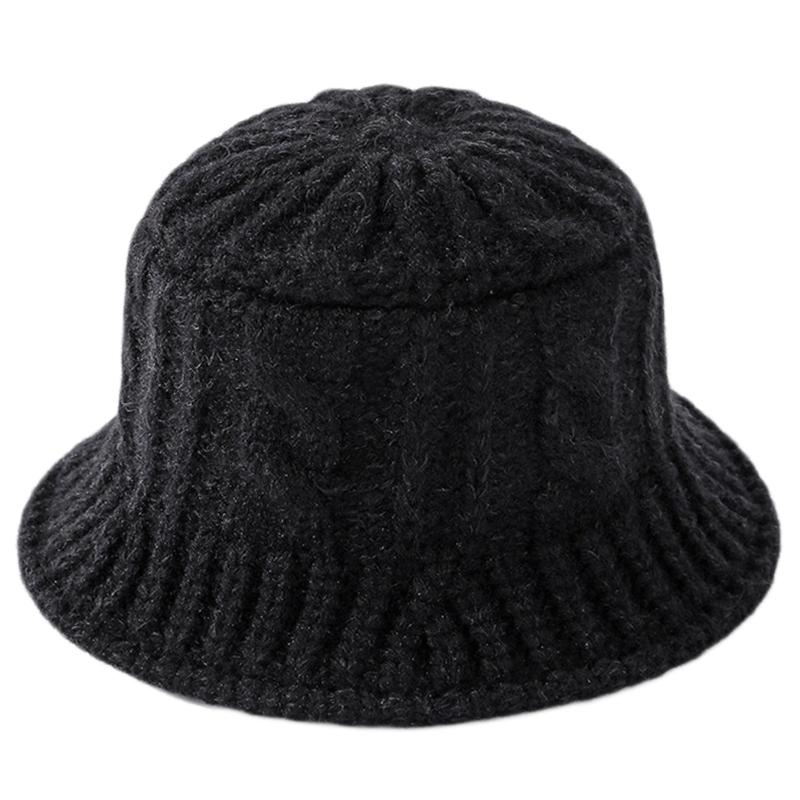 

Women Winter Chunky Cable Knit Bucket Hat Solid Color Twist Stripe Fisherman Cap, Pink