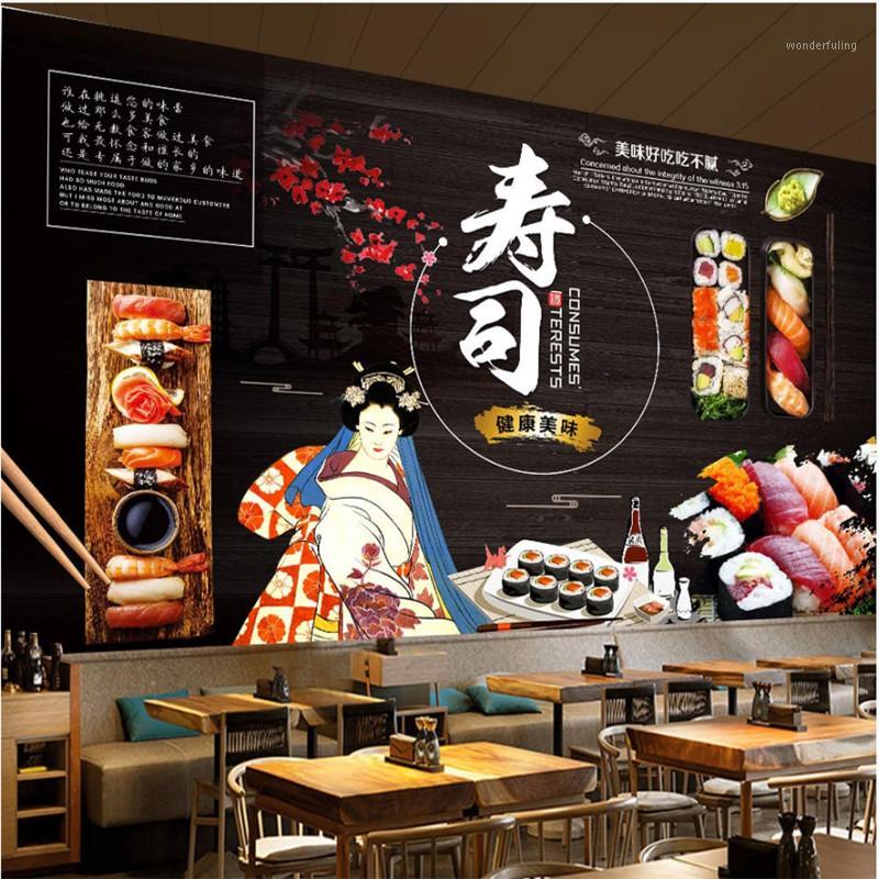 

Japannese Sushi Theme Mural Wallpaper for Japanese Cuisine Store Sushi Restaurant Industrial Decor Wall Paper 3D Papel De Parede1, Purple