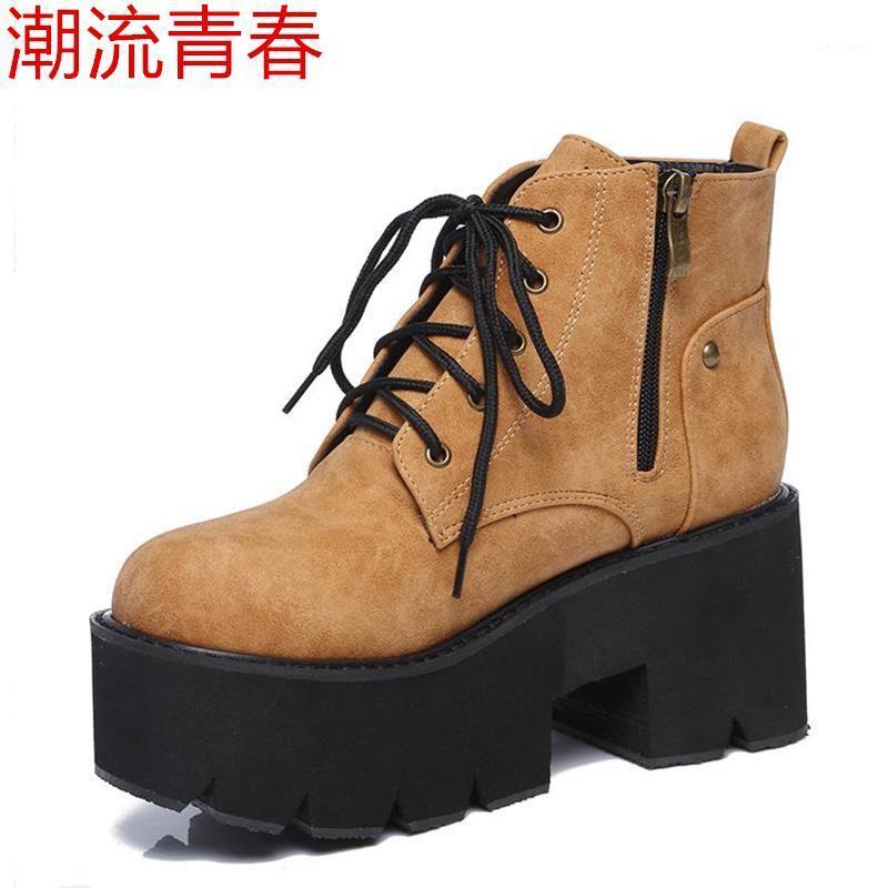 

Women's High heels Lace Up Design Chunky Heel Boots Women platform for ankle boots Black Gothic Ankle Boot Punk Shoes1