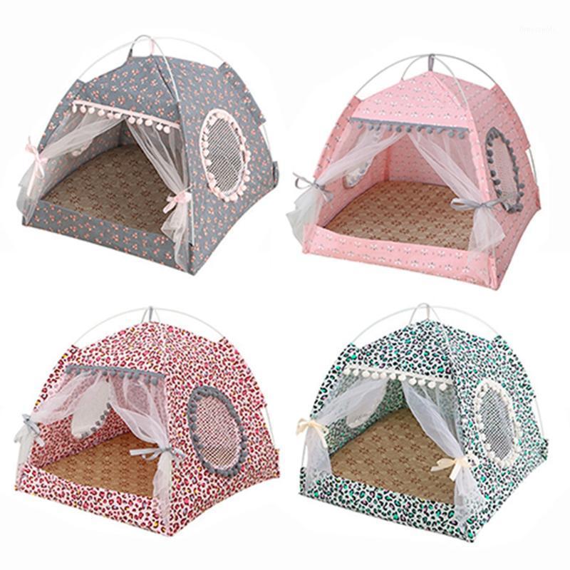 

Summer Pet Bed with Cushion Dog Cat Sleeping House Detachable Cleaning Pet House Medium Small Dog Bed Portable Tent Kennel1