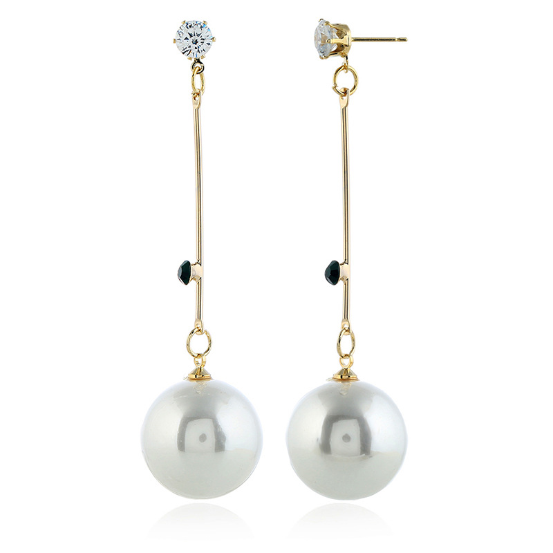 

Earrings Simple Baitao temperament long zircon pearl earrings earrings