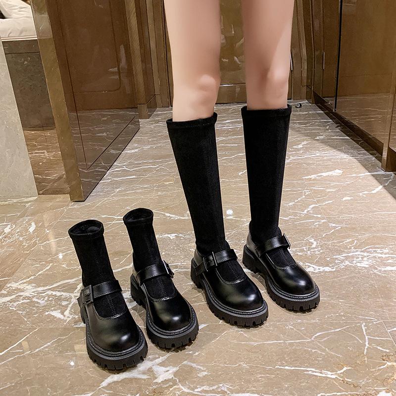 

Shoes Women's Mid Calf Boots Round Toe Luxury Designer Boots-Women Winter Footwear Sexy Thigh High Heels High Sexy Rock