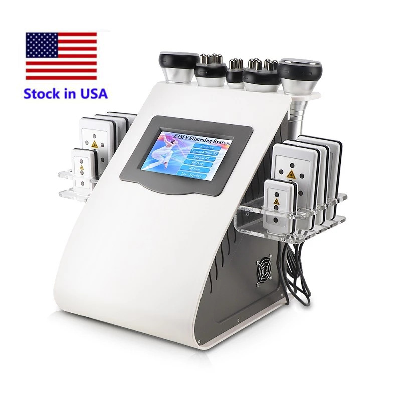 

Stock in USA New Promotion 6 In 1 Ultrasonic Cavitation Vacuum Radio Frequency Lipo Laser Slimming Machine for Spa Shipping