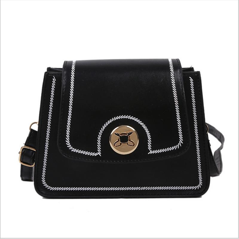 

2021 new fashion women's leather bag simple foreign style single shoulder bag leisure versatile messenger advanced sense of, Black