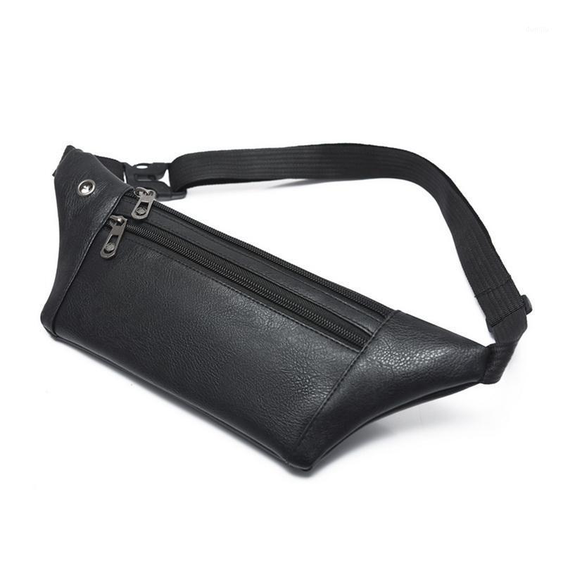 

Men PU Leather Belt Bum Waist Pouch Fanny Pack Crossbody Shoulder Sport Zip Bag Small Waist Bag Leather Pouch1, Black